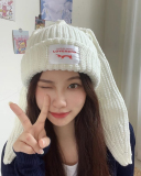Personalized Ear Protection Rabbit Ear Woolen Hat Warm Knit Hat One Size