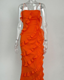 Sleeveless Women  Ruffle New Long Dress S-XL