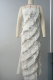 Sleeveless Women  Ruffle New Long Dress S-XL