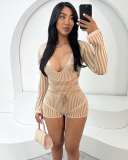 Wholesale V-neck Long Sleeve Women Short Romper S-L