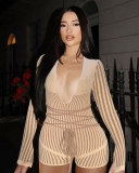 Wholesale V-neck Long Sleeve Women Short Romper S-L