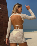 Sexy Solid Color Four Piece Hoodie Women's Beach Bikini S-L