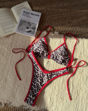 Ladies Split Leopard Print Sexy Swimsuit Women's Triangle Strap Bikini S-L