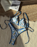 Ladies Split Leopard Print Sexy Swimsuit Women's Triangle Strap Bikini S-L