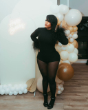 Long Sleeve Open Back Y2K Style Romper Jumpsuit S-XL