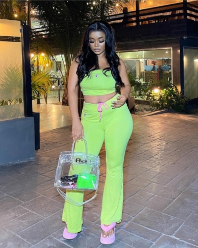 New Solid Color Sleeveless Strapless Embroidered Slim Fit Micro Flared Long Women's Suit S-L