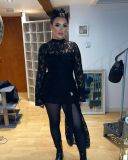 Long Sleeve Lace See Through Women Causal Dress S-L