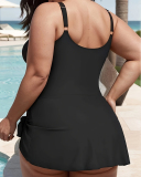 Newest U Neck Solid Color Fashion Women Plus Size Swimsuit Black Blue Army Green L-4XL