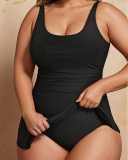 Newest U Neck Solid Color Fashion Women Plus Size Swimsuit Black Blue Army Green L-4XL