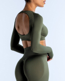 Women Long Sleeve Backless Sport Crop Top XS-XL