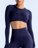 Women Long Sleeve Backless Sport Crop Top XS-XL