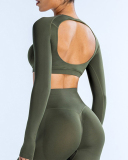 Women Long Sleeve Backless Sport Crop Top XS-XL