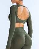 Women Long Sleeve Backless Sport Crop Top XS-XL