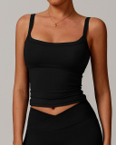 Women Running Brand Logo Customized Sling Solid Color Sports Vest S-XL
