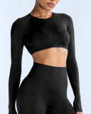 Women Long Sleeve Backless Sport Crop Top XS-XL