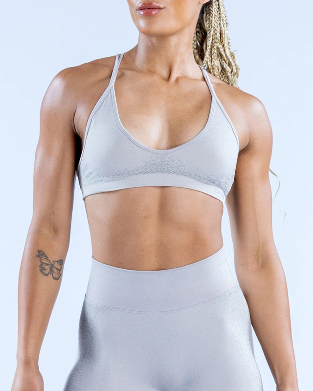 Solid Color DIY LOGO Women Halter Neck Fitness Work Out Bra XS-XL