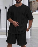 Summer Men's T-shirt Shorts Casual Two-piece Sets S-3XL