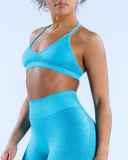 Solid Color DIY LOGO Women Halter Neck Fitness Work Out Bra XS-XL