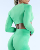Hot Sale Women Factory Customized Long Sleeve Wrap Bra Fitness Crop Top XS-XL