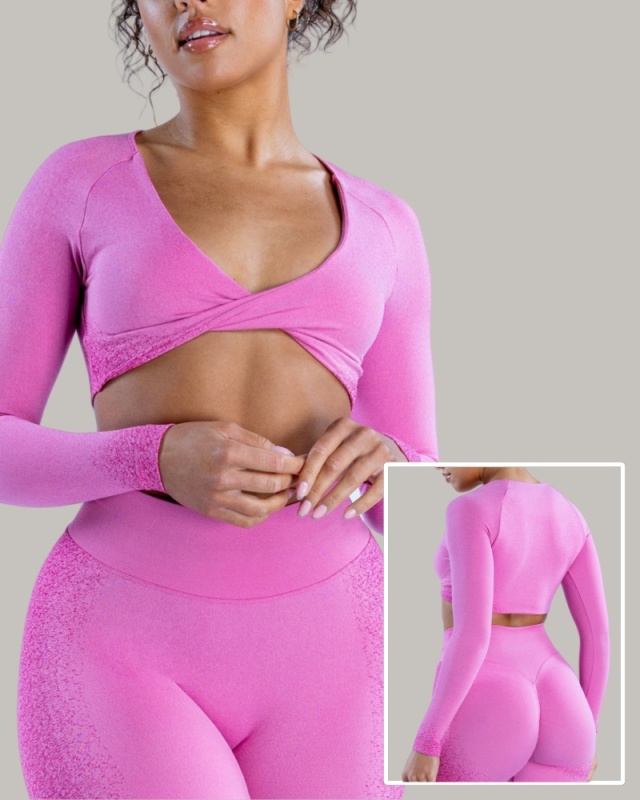 Hot Sale Women Factory Customized Long Sleeve Wrap Bra Fitness Crop Top XS-XL