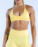 Solid Color DIY LOGO Women Halter Neck Fitness Work Out Bra XS-XL