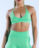 Solid Color DIY LOGO Women Halter Neck Fitness Work Out Bra XS-XL