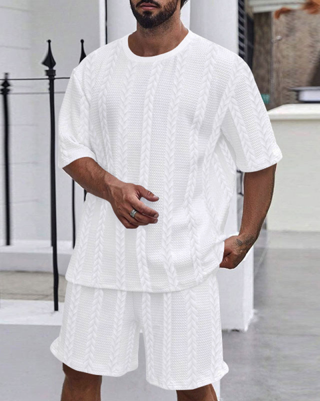 Summer Men's T-shirt Shorts Casual Two-piece Sets S-3XL