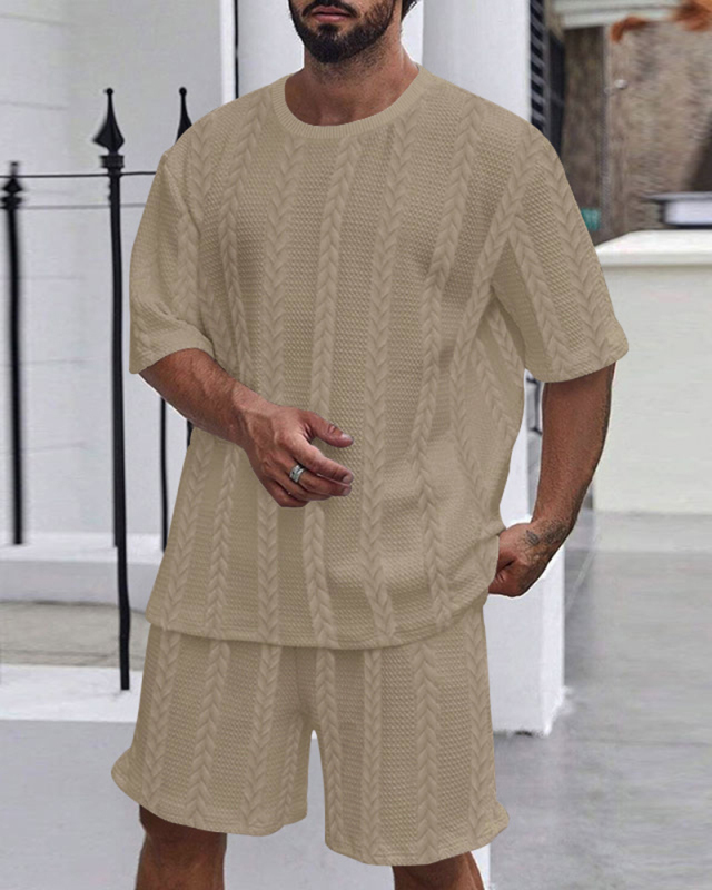 Summer Men's T-shirt Shorts Casual Two-piece Sets S-3XL