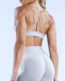 Solid Color DIY LOGO Women Halter Neck Fitness Work Out Bra XS-XL