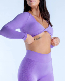Hot Sale Women Factory Customized Long Sleeve Wrap Bra Fitness Crop Top XS-XL