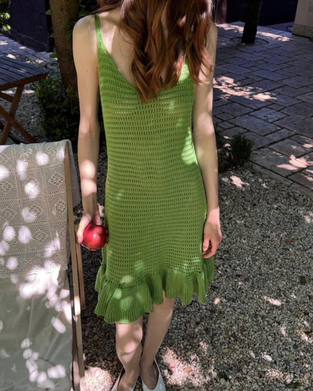 Vacation Women Beach Knitted Dress One Size