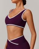 OEM Customized Women Colorblock V Neck Sports Yoga Bra S-XL