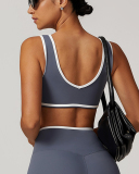 OEM Customized Women Colorblock V Neck Sports Yoga Bra S-XL