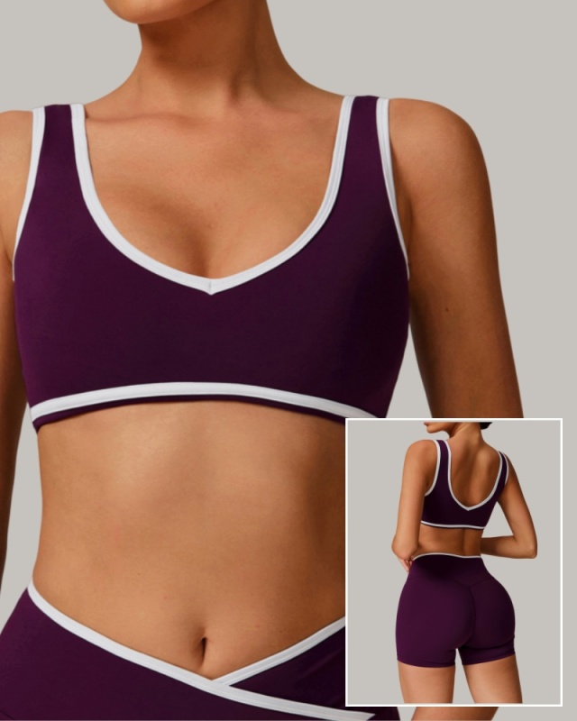 OEM Customized Women Colorblock V Neck Sports Yoga Bra S-XL