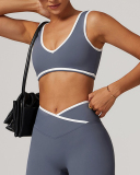 OEM Customized Women Colorblock V Neck Sports Yoga Bra S-XL