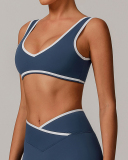 OEM Customized Women Colorblock V Neck Sports Yoga Bra S-XL