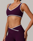 OEM Customized Women Colorblock V Neck Sports Yoga Bra S-XL
