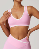 OEM Customized Women Colorblock V Neck Sports Yoga Bra S-XL