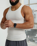 Logo Customized Mens Summer Fitness Fashion Solid Color Sports Vest S-3XL