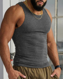 Logo Customized Mens Summer Fitness Fashion Solid Color Sports Vest S-3XL