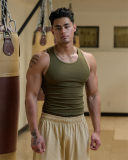 Logo Customized Mens Summer Fitness Fashion Solid Color Sports Vest S-3XL