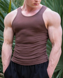 Logo Customized Mens Summer Fitness Fashion Solid Color Sports Vest S-3XL