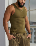 Logo Customized Mens Summer Fitness Fashion Solid Color Sports Vest S-3XL