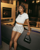 White Two Piece Printed Short Summer Set S-XL