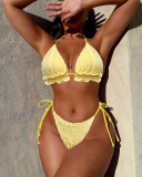 Yellow Women New Two Piece Swimwear S-L