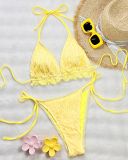 Yellow Women New Two Piece Swimwear S-L