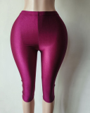 Solid Color Women Tight Short Leggings One Size