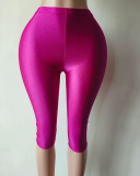 Solid Color Women Tight Short Leggings One Size