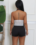 Black White Women Summer Sporty Two Piece Short Set S-XL