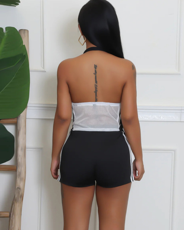 Black White Women Summer Sporty Two Piece Short Set S-XL